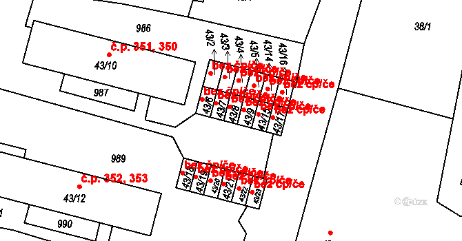 Peruc 47750081 na parcele st. 43/9 v KÚ Peruc, Katastrální mapa