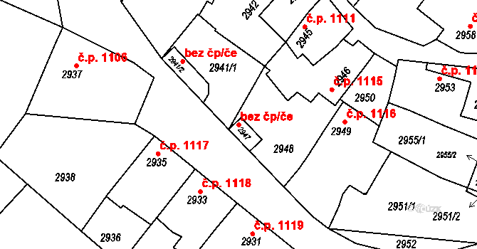 Moravský Krumlov 48117081 na parcele st. 2947 v KÚ Moravský Krumlov, Katastrální mapa