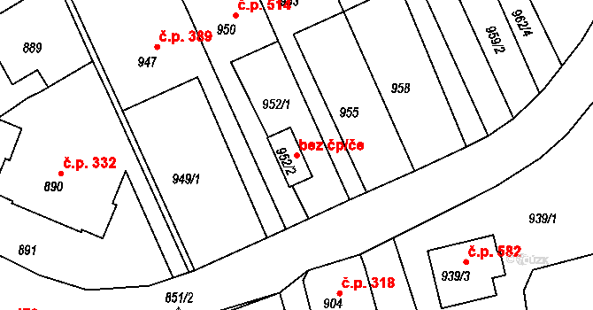 Jedovnice 48644081 na parcele st. 952/2 v KÚ Jedovnice, Katastrální mapa