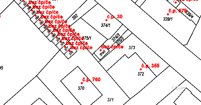 Nový Bor 49387081 na parcele st. 374/2 v KÚ Nový Bor, Katastrální mapa