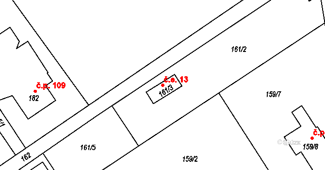 Dolní Marklovice 13, Petrovice u Karviné na parcele st. 161/3 v KÚ Dolní Marklovice, Katastrální mapa