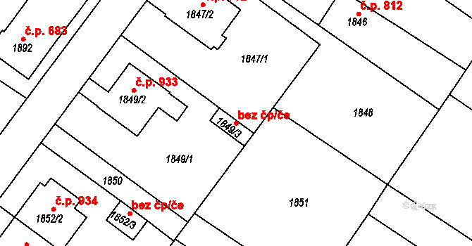 Jemnice 50277081 na parcele st. 1849/3 v KÚ Jemnice, Katastrální mapa