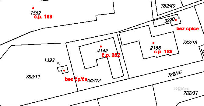 Nádražní Předměstí 282, Český Krumlov na parcele st. 4142 v KÚ Český Krumlov, Katastrální mapa