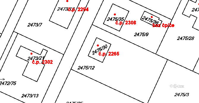 Předměstí 2265, Litoměřice na parcele st. 2475/30 v KÚ Litoměřice, Katastrální mapa
