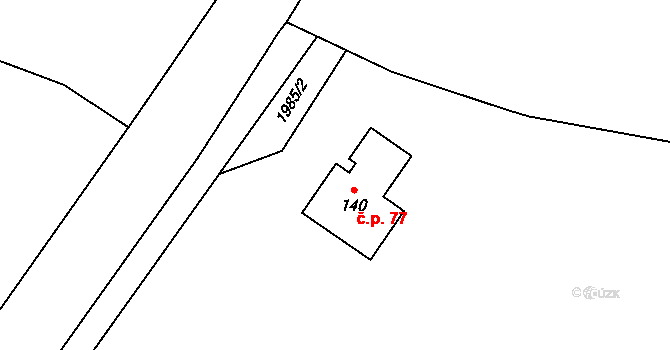 Úboč 77 na parcele st. 140 v KÚ Úboč, Katastrální mapa