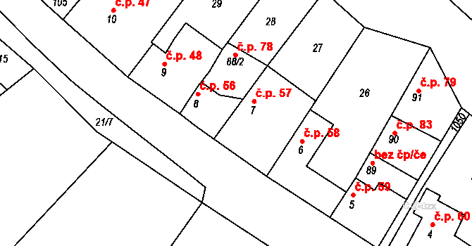 Olovnice 57 na parcele st. 7 v KÚ Olovnice, Katastrální mapa