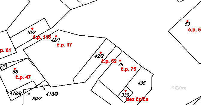 Konětopy 62 na parcele st. 42/2 v KÚ Konětopy, Katastrální mapa
