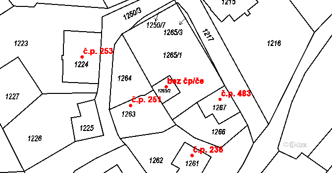 Šluknov 62749081 na parcele st. 1265/2 v KÚ Šluknov, Katastrální mapa