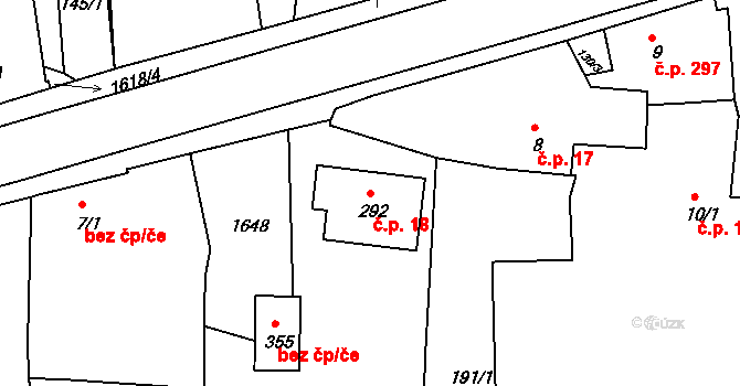 Opařany 18 na parcele st. 292 v KÚ Opařany, Katastrální mapa