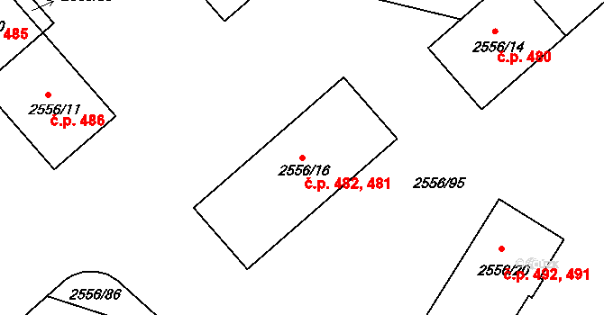 Veselí nad Lužnicí I 481,482, Veselí nad Lužnicí na parcele st. 2556/16 v KÚ Veselí nad Lužnicí, Katastrální mapa