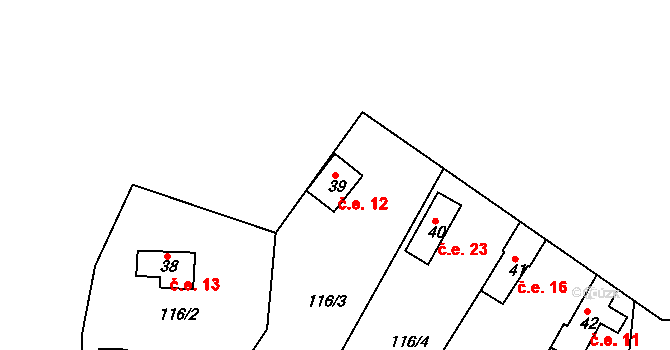 Rudov 12, Míčov-Sušice na parcele st. 39 v KÚ Rudov, Katastrální mapa