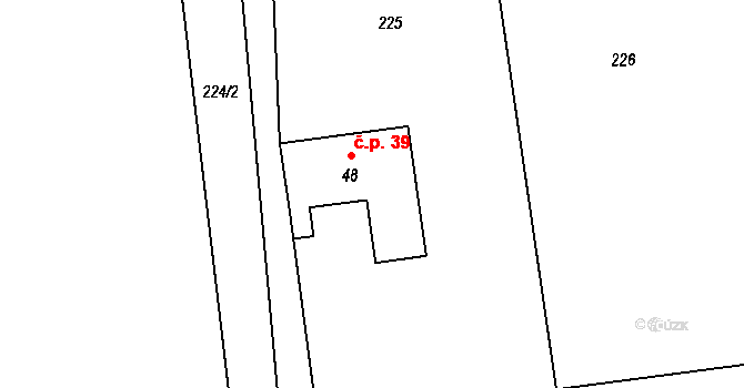 Chlístov 39, Hořičky na parcele st. 48 v KÚ Chlístov u Hořiček, Katastrální mapa