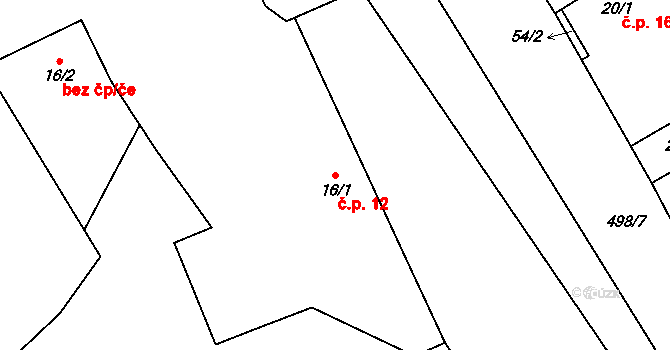 Dražkov 12, Sezemice na parcele st. 16/1 v KÚ Dražkov nad Labem, Katastrální mapa