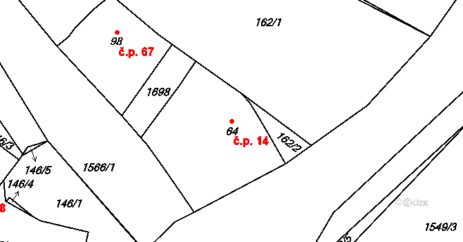 Opatovice nad Labem 14 na parcele st. 64 v KÚ Opatovice nad Labem, Katastrální mapa