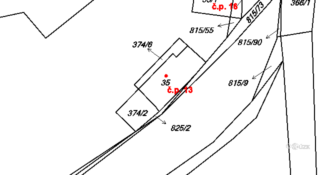 Sudslavice 13, Vimperk na parcele st. 35 v KÚ Výškovice u Vimperka, Katastrální mapa