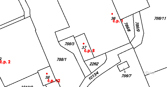 Malý Bor 8, Strunkovice nad Blanicí na parcele st. 37 v KÚ Velký Bor u Strunkovic, Katastrální mapa