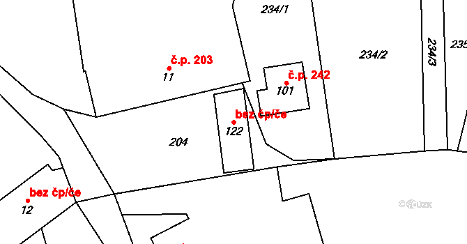 Štěpánov nad Svratkou 88291081 na parcele st. 122 v KÚ Olešnička, Katastrální mapa
