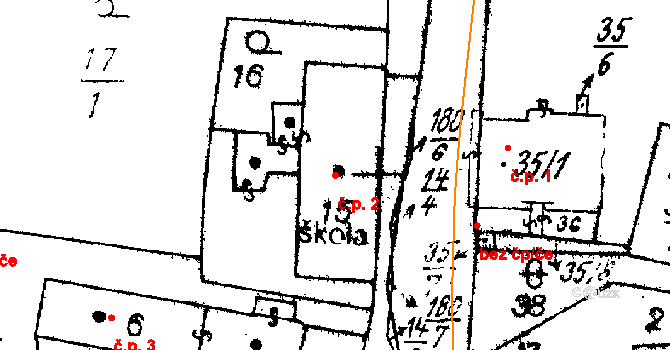 Horní Sekyřany 2, Heřmanova Huť na parcele st. 15 v KÚ Horní Sekyřany, Katastrální mapa