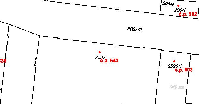 Louny 640 na parcele st. 2537 v KÚ Louny, Katastrální mapa