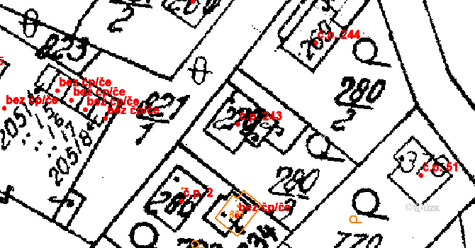Krucemburk 243 na parcele st. 270 v KÚ Krucemburk, Katastrální mapa