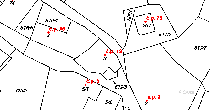 Mrzkovice 13, Světlá nad Sázavou na parcele st. 3 v KÚ Mrzkovice, Katastrální mapa