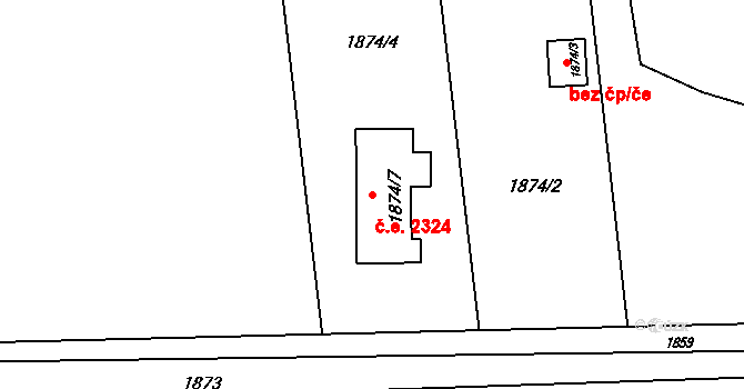 Horní Těrlicko 2324, Těrlicko na parcele st. 1874/7 v KÚ Horní Těrlicko, Katastrální mapa