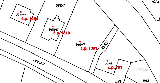 Rychnov nad Kněžnou 1381 na parcele st. 589/1 v KÚ Rychnov nad Kněžnou, Katastrální mapa