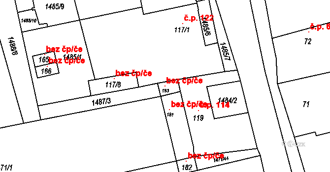 Liběšice 103410082 na parcele st. 183 v KÚ Líčkov, Katastrální mapa