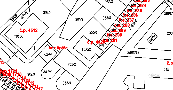 Hodonín 4528 na parcele st. 10253 v KÚ Hodonín, Katastrální mapa