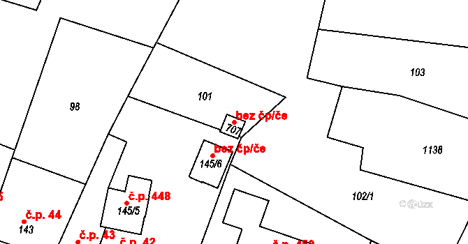 Rožďalovice 106604082 na parcele st. 707 v KÚ Rožďalovice, Katastrální mapa