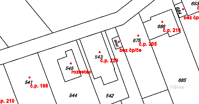 Přerov VII-Čekyně 229, Přerov na parcele st. 543 v KÚ Čekyně, Katastrální mapa