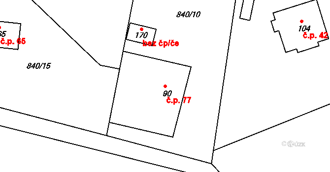 Vojtanov 77 na parcele st. 90 v KÚ Vojtanov, Katastrální mapa