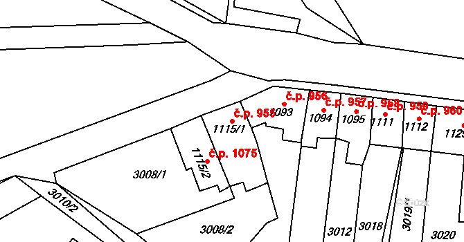 Lomnice nad Popelkou 955 na parcele st. 1115/1 v KÚ Lomnice nad Popelkou, Katastrální mapa