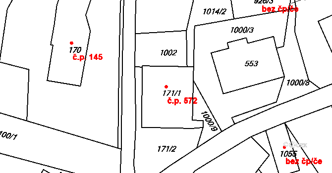 Horní Rokytnice 572, Rokytnice nad Jizerou na parcele st. 171/1 v KÚ Horní Rokytnice nad Jizerou, Katastrální mapa