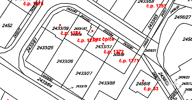 Mikulov 1272 na parcele st. 2433/37 v KÚ Mikulov na Moravě, Katastrální mapa