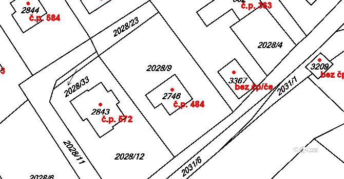 Ostravice 484 na parcele st. 2746 v KÚ Ostravice 1, Katastrální mapa