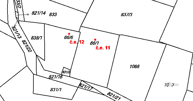 Doubravice 1.díl 11, Přestavlky u Čerčan na parcele st. 66/1 v KÚ Přestavlky u Čerčan, Katastrální mapa