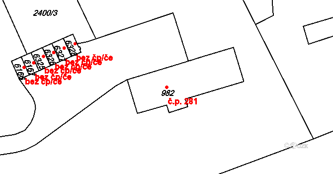 Chrudim IV 281, Chrudim na parcele st. 982 v KÚ Chrudim, Katastrální mapa