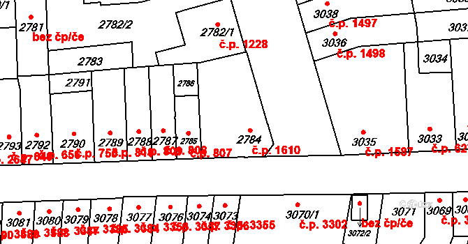 Židenice 1610, Brno na parcele st. 2784 v KÚ Židenice, Katastrální mapa