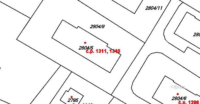 Smržovka 1310,1311 na parcele st. 2804/5 v KÚ Smržovka, Katastrální mapa