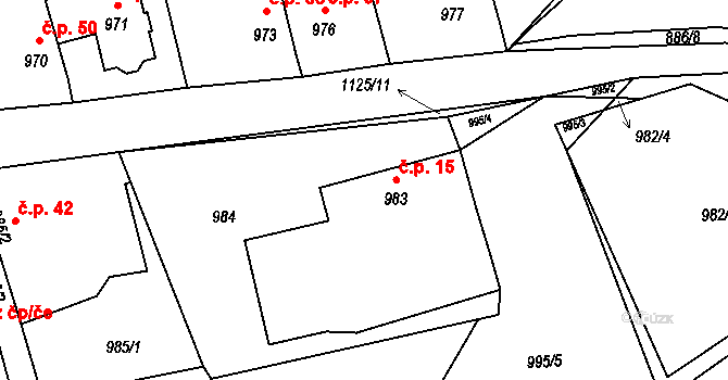 Chlumec 15, Olešník na parcele st. 983 v KÚ Olešník, Katastrální mapa