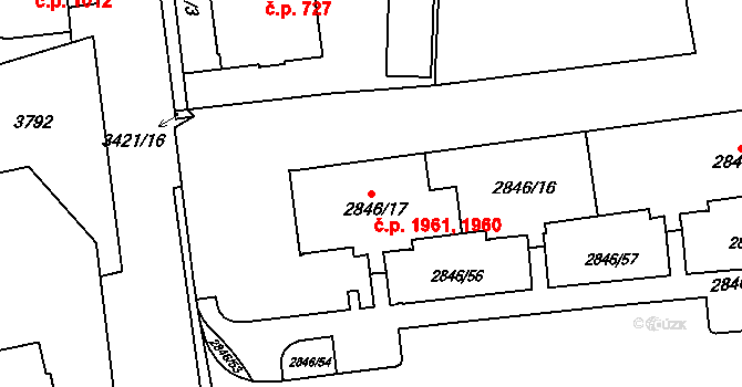 Sokolov 1960,1961 na parcele st. 2846/17 v KÚ Sokolov, Katastrální mapa