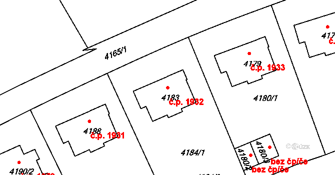 Žižkov 1932, Praha na parcele st. 4183 v KÚ Žižkov, Katastrální mapa