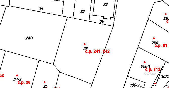 Podolí 241,242, Praha na parcele st. 28 v KÚ Podolí, Katastrální mapa