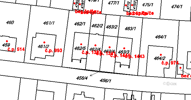 Hostivař 1341, Praha na parcele st. 462/4 v KÚ Hostivař, Katastrální mapa
