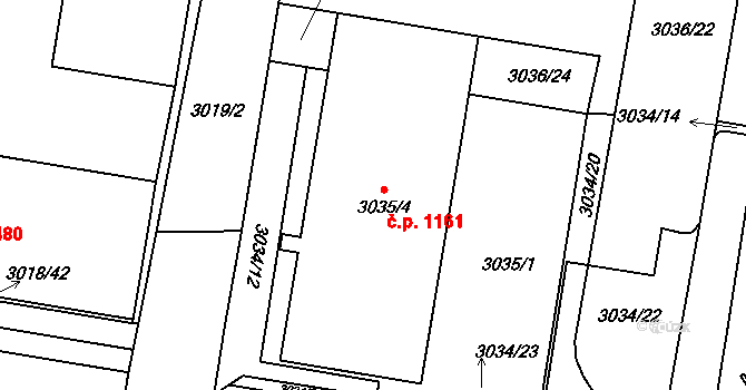 Michle 1161, Praha na parcele st. 3035/4 v KÚ Michle, Katastrální mapa