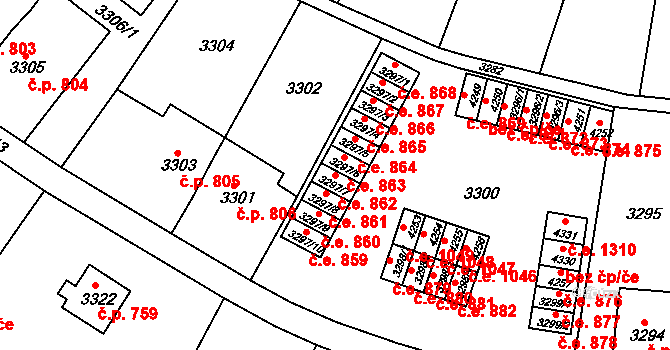Kuřim 862 na parcele st. 3297/7 v KÚ Kuřim, Katastrální mapa