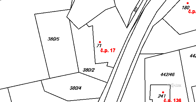 Ratboř 17 na parcele st. 71 v KÚ Ratboř, Katastrální mapa