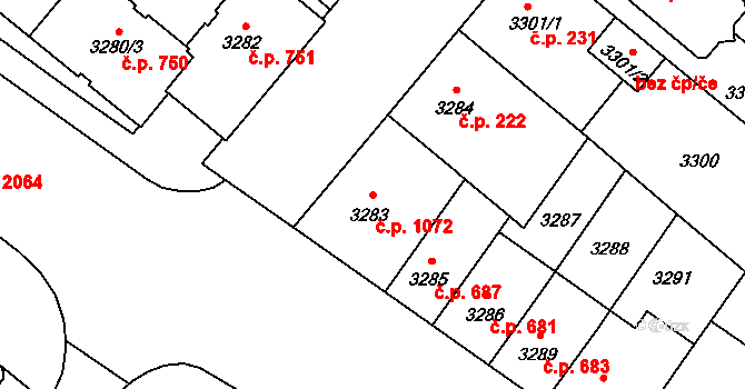 Lobzy 1072, Plzeň na parcele st. 3283 v KÚ Plzeň, Katastrální mapa