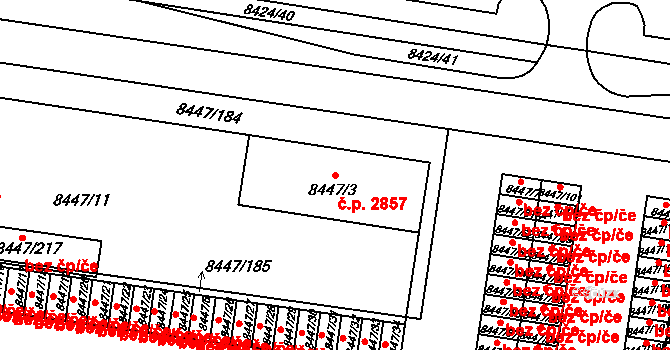 Jižní Předměstí 2857, Plzeň na parcele st. 8447/3 v KÚ Plzeň, Katastrální mapa